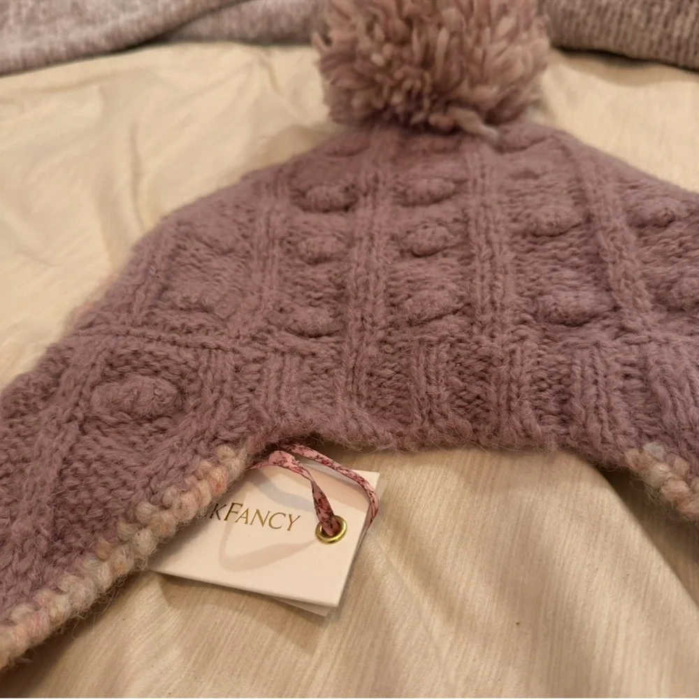 LoveShackFancy Signature LOVE Wool Winter Hat Beanie, NEW